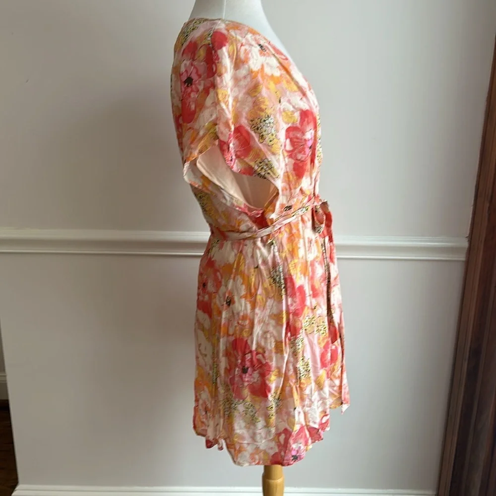 Free People Floral Mini Dress in Pink and Orange - Picture 6 of 9